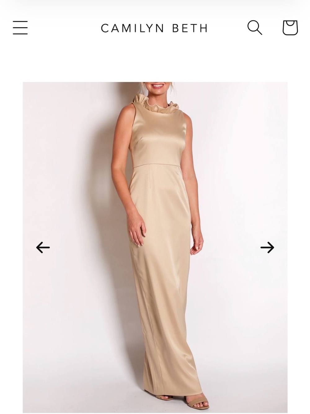 Cream Ruffle-Neck Maxi Dress